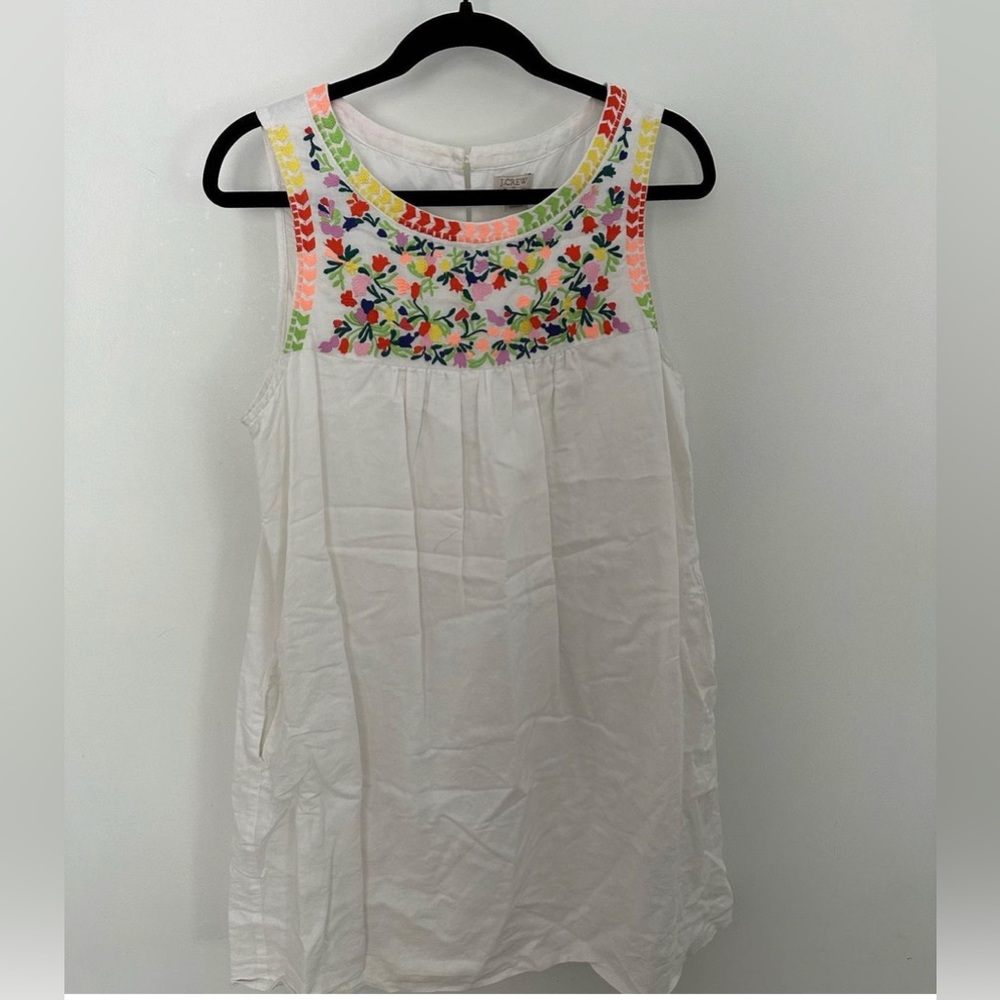white dress with super cute embroidered flowers: size M